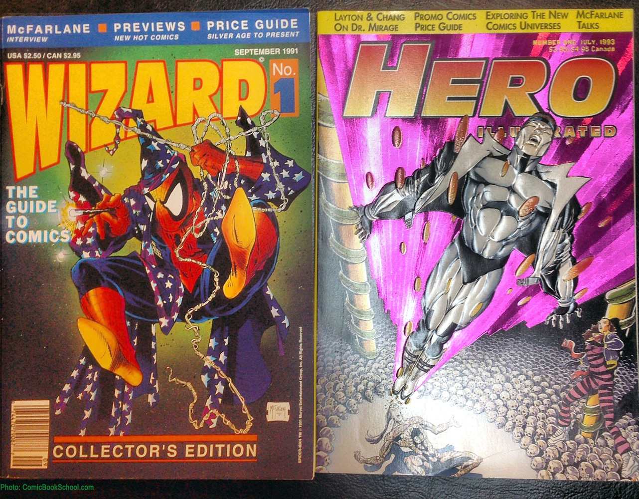 Wizard cover and Hero Illustrated cover